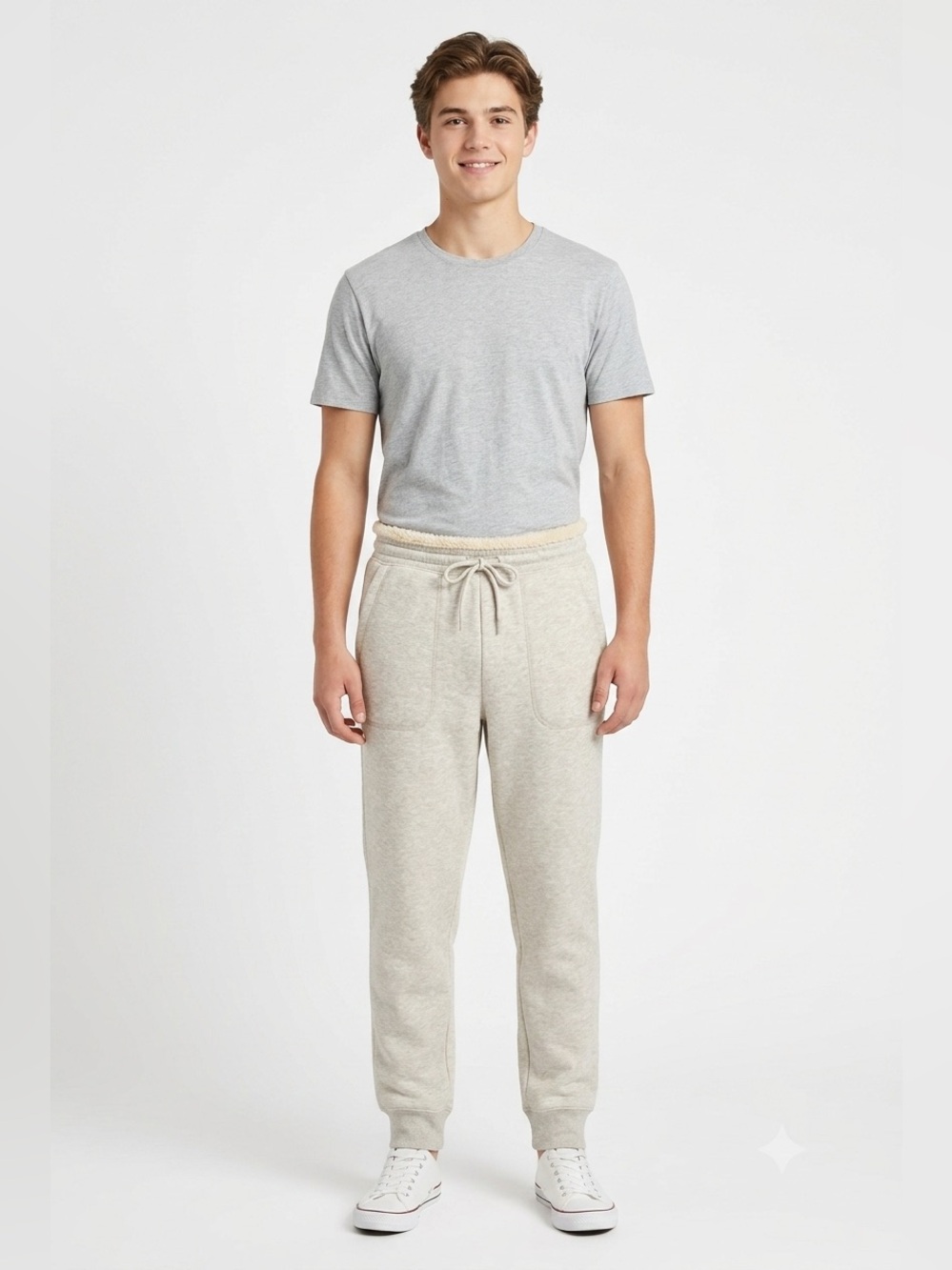 Athletic Works Boys Shearling Lined Jogger Pants, Sizes XXL (18) Beige